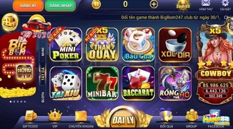 Game hũ uy tín Bigbom cung cấp nhiều game hot, đẳng cấp