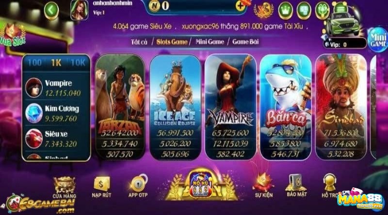 Nổ hũ 888 Club sở hữu nhiều tựa game nổi bật