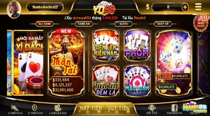 Game đanh bai đoi thuong YO88 cực kỳ đa dạng