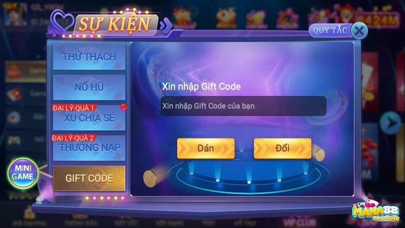 Nhập code trên app twin68 để đổi quà tặng