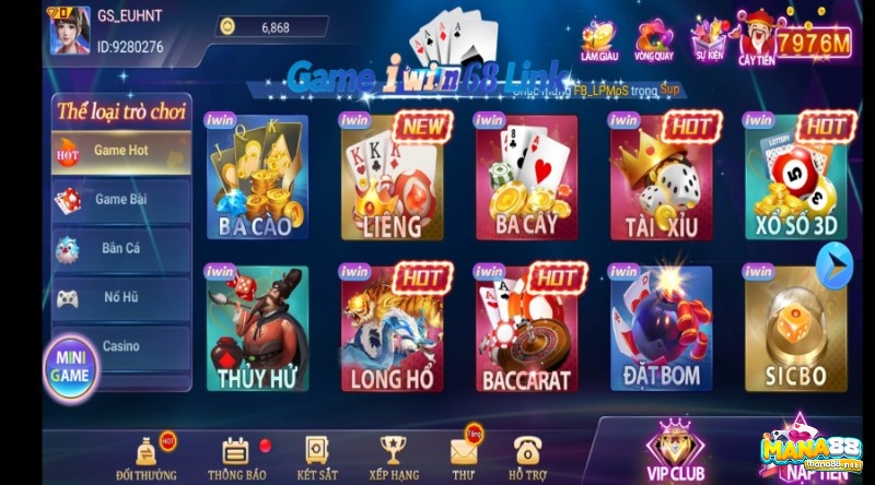 Iwin68 club sở hữu những game cược cực hot