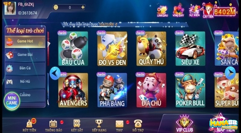 Hệ thống game cược cực hot tại IWIN688 co