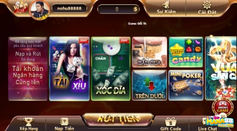 Yowin Club mang đến cho cược thủ một kho game chuẩn năm sao