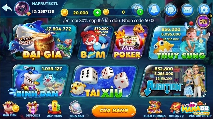 Kho game khủng của Bắn cá tài lộc