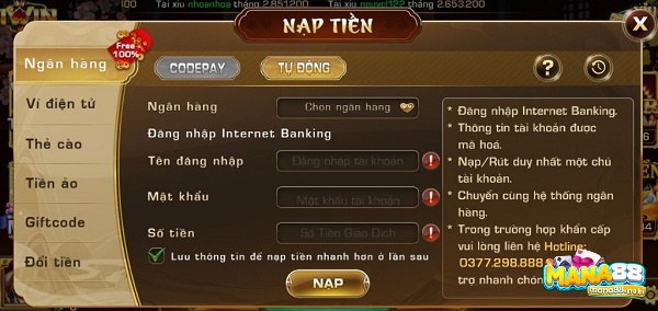 Nạp tiền Iwin tự động