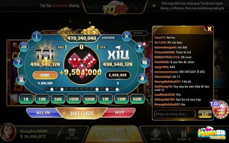 Trải nghiệm game tài xỉu chất lượng tại Mana88