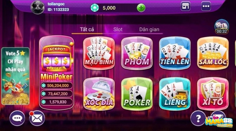 Hệ thống game của Mon 68 Club