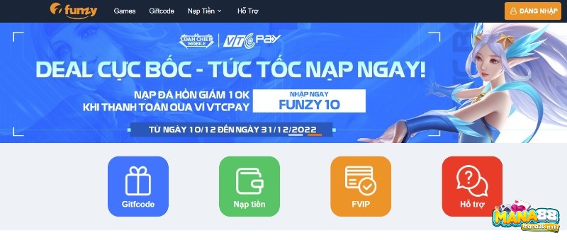 Tính năng của cổng napfun.vn