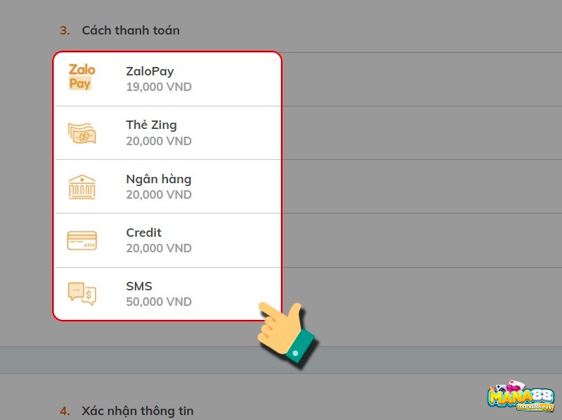 Bước 4 chọn phương thức