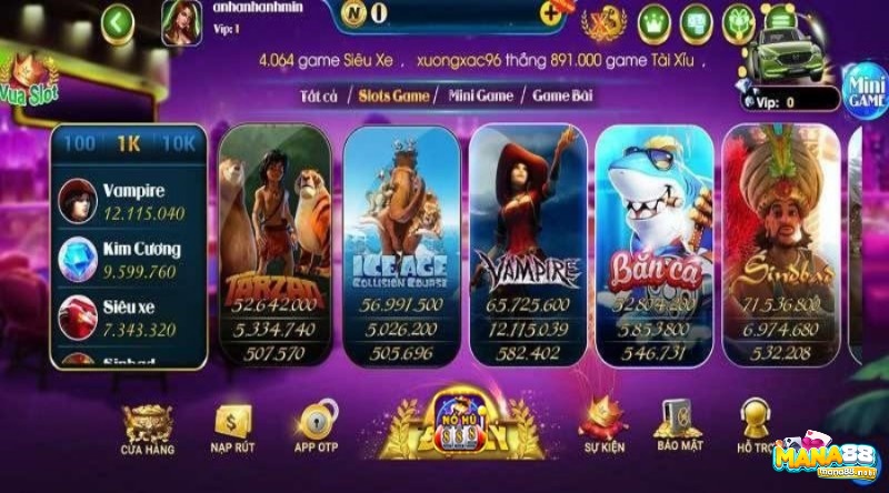 Nổ hũ 88 có kho game cược siêu chất