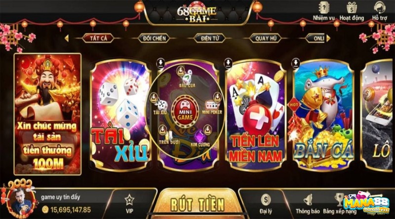 Các trò chơi độc đáo có tại 68 club game bài 