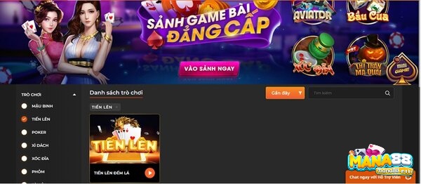 Cổng game chơi bài tiến lên miền nam