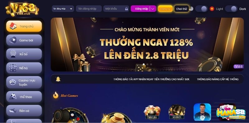 Vi68 là cổng game quốc tế đánh bài đổi thưởng có nhiều người chơi nhất hiện nay