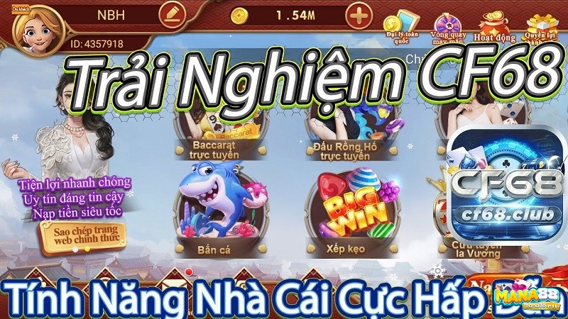 Cf68 được mệnh danh là cổng game nổ hũ đổi thưởng cực phê