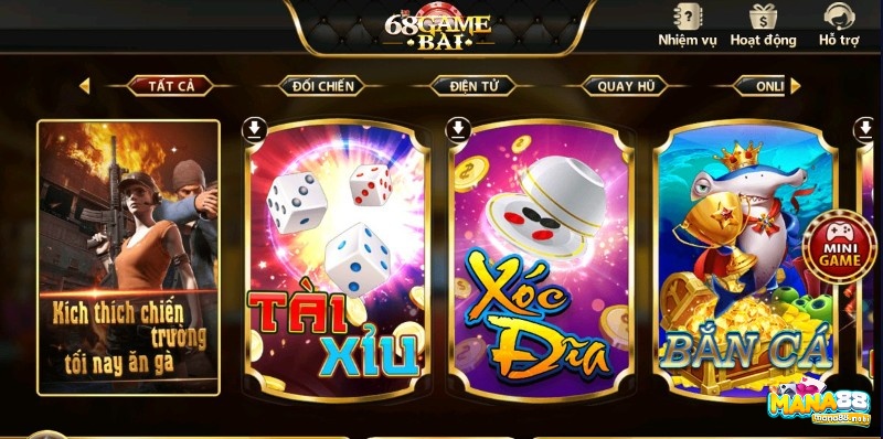 Trải nghiệm cùng những bản game bài 68 club hấp dẫn nhất 