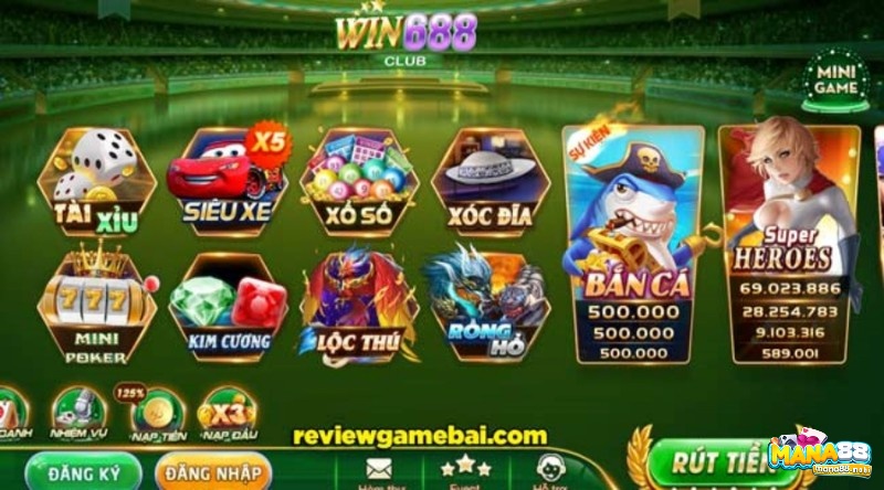 Các trò chơi hàng đầu có tại Win 688 club