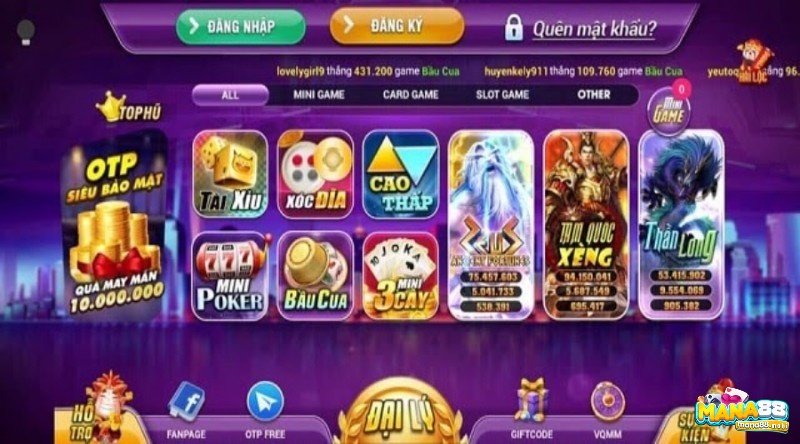 Danh sách game cao cấp tại web game 86 vin apk