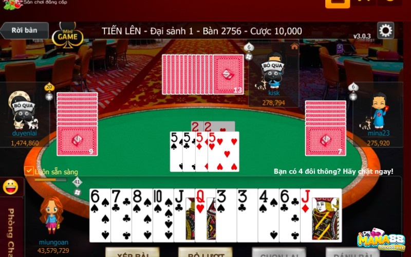 Kinh nghiệm chơi game đánh bài Tiến lên chiến thắng