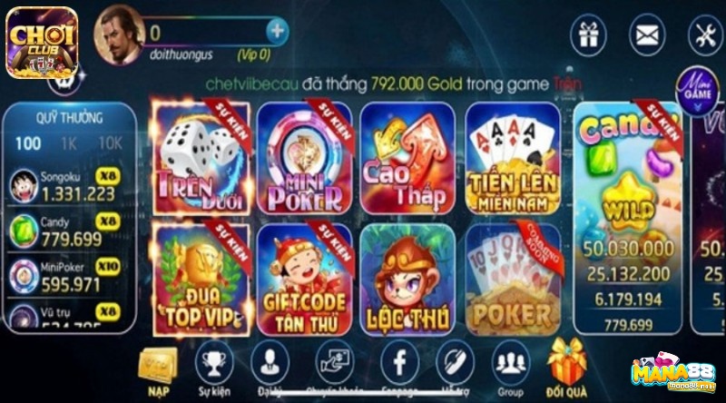 Kho game cá cược ấn tượng tại Choi Club