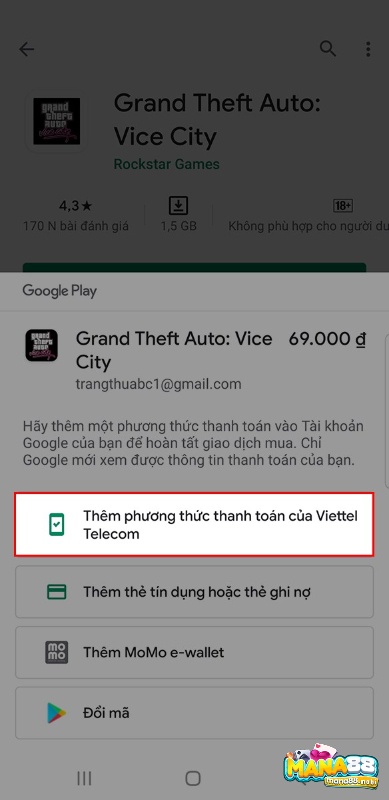 Có nhiều phương thức thanh toán khi tải siêu quậy đường phố