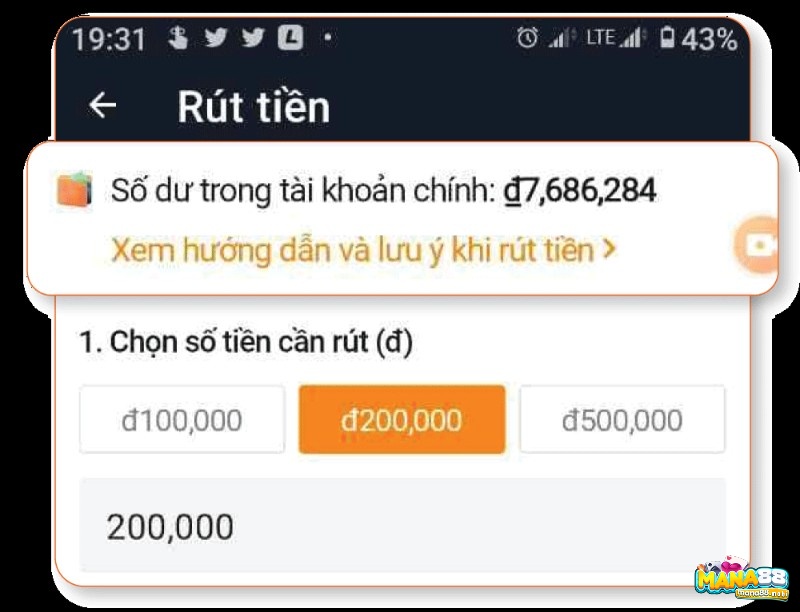 Thực hiện lệnh rút tiền