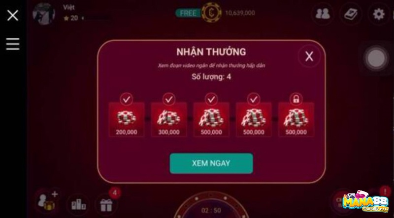 Anh em sẽ nhận được thông báo đã nhận được token thưởng từ hack tiến lên miền nam facebook