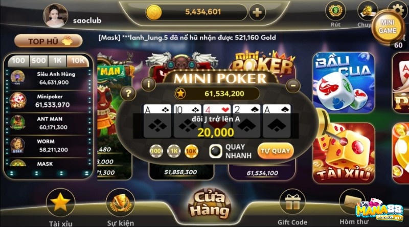 Danh sách game đổi thưởng đỉnh nhất của Sao 68 vin