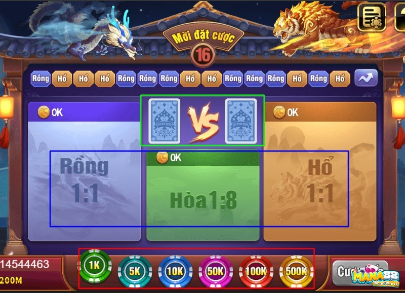 Game Rồng hổ yêu nhau cung cấp cho người chơi nhiều tỷ lệ cược khác nhau