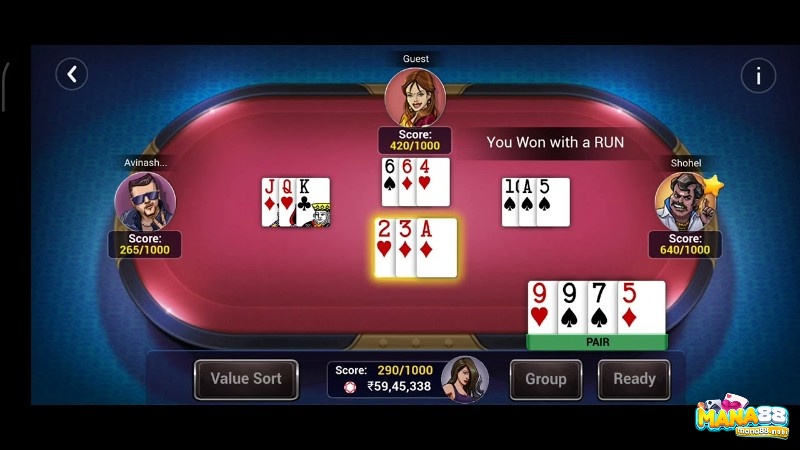 Một ván bài Teen Patti cần có ít nhất 2 tay đấu với nhau