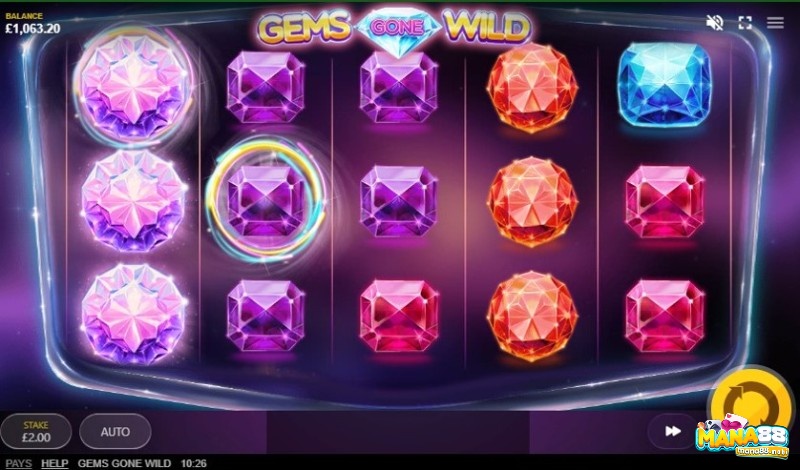 Giao diện Gems Gone Wild tương đối đơn giản