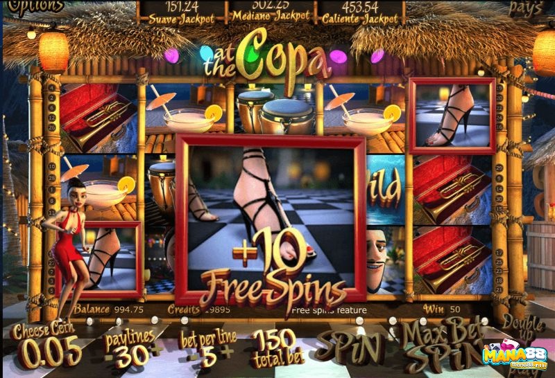 Chiến thắng tối đa, biến động trung bình của At the Copa slot chinh phục người chơi