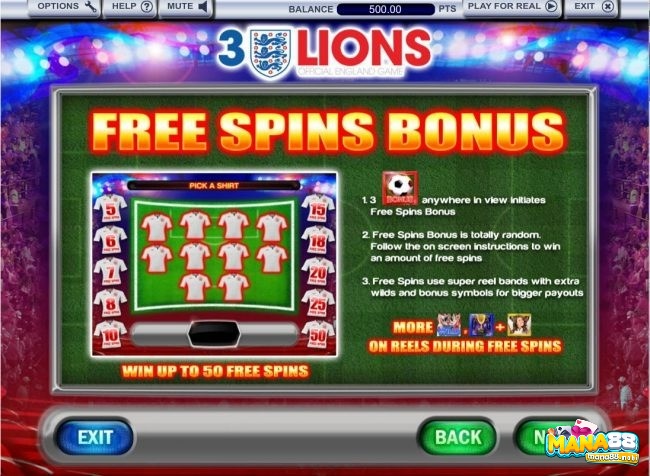 3 hình quả bóng trên guồng 3 Lions giúp nhận tối đa 50 vòng quay miễn phí