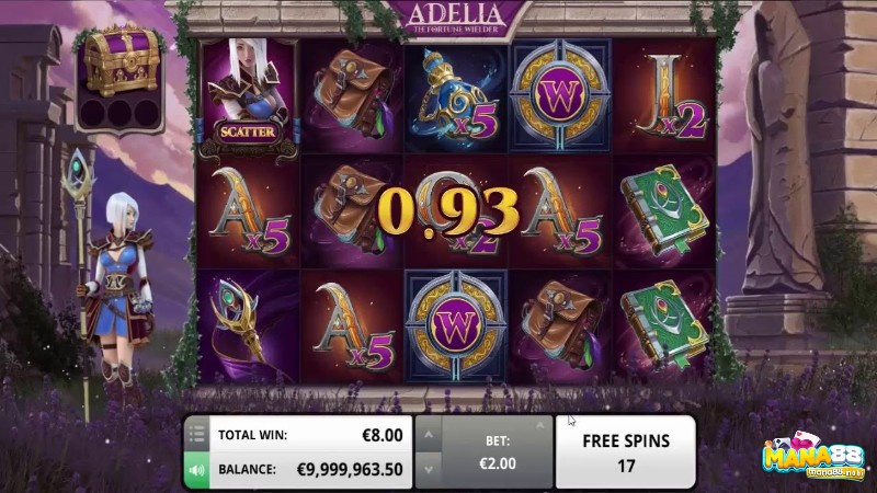 Điều chỉnh cược từ 0,2 đến 40 trong game Adelia the Fortune Wielder