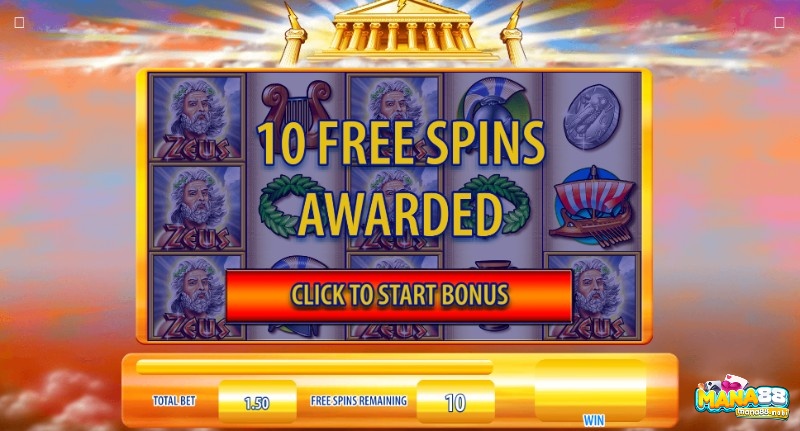 Dễ dàng đạt được 10 Free Spins Awarded