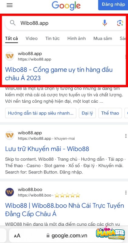 Truy cập đúng địa chỉ web cược Wibo88 