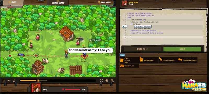 CodeCombat sử dụng kiến thức lập trình về Java và Python để điều khiển nhân vật