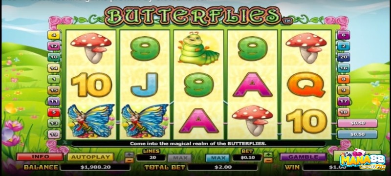 Các biểu tượng lá bài từ 9 đến A đem đến khoản thưởng nhỏ nhất trong Butterflies slot