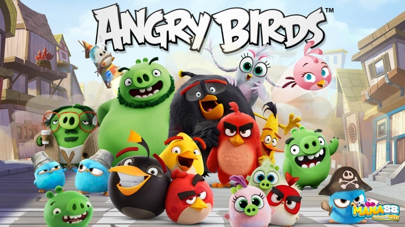 Angry Birds với cơ chế kéo ná bắn chim để phá hủy công trình và tiêu diệt lũ heo xanh