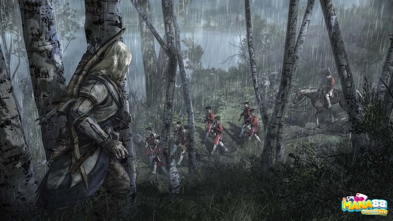 Connor đối diện với các nhân vật đại diện cho Templar và Assassin