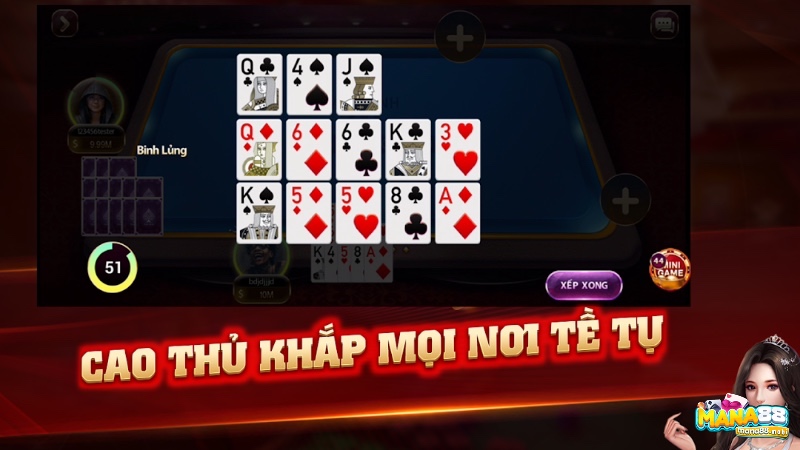 Các tính năng hiện đại như xếp hạng, giao lưu trực tuyến giúp Mậu Binh Mobile thêm phần hấp dẫn.