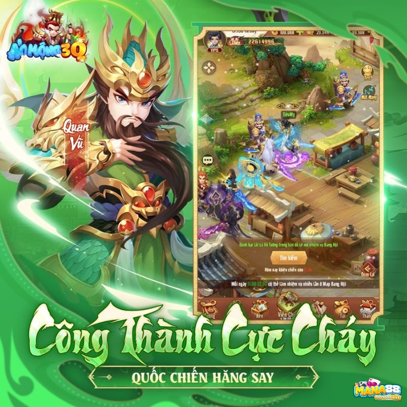  Game online mới Ảo Mộng 3Q Mobile – giao tranh Quốc Chiến rực lửa, đội hình danh tướng full sao