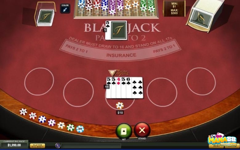 Các thao tác có thể thực hiện trong từng vòng chơi Blackjack