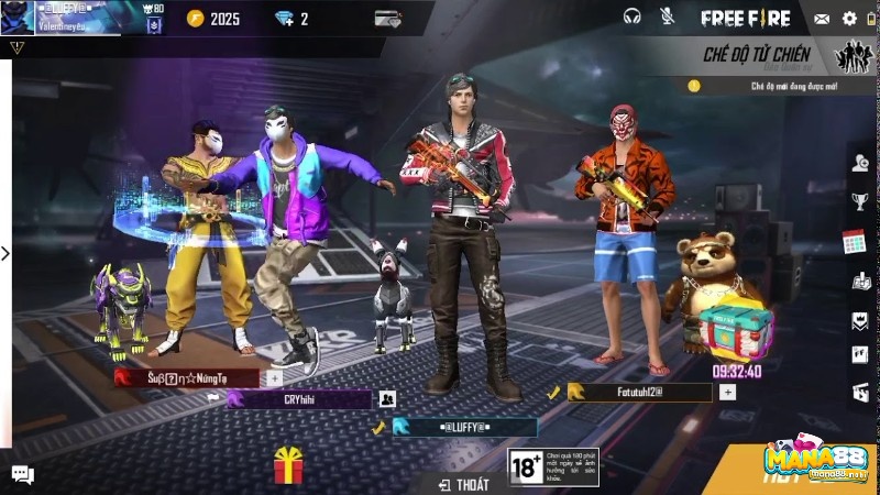 Đội hình phối hợp chiến thuật trong chế độ squad Free Fire.