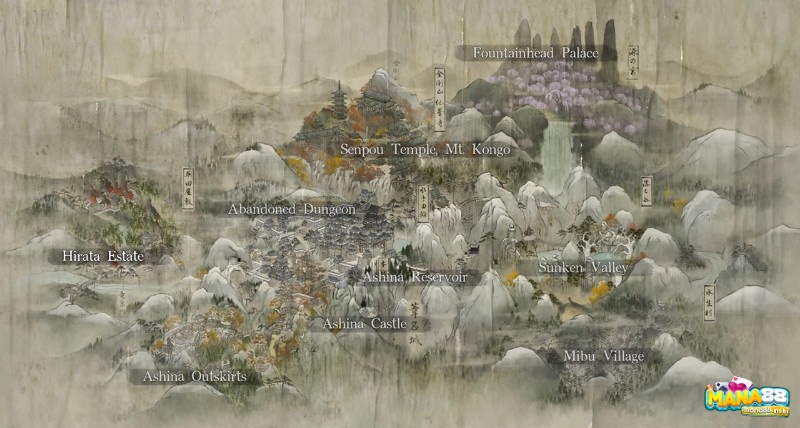 Vùng đất Ashina được xây dựng tỉ mỉ với cảnh đẹp xen lẫn bầu không khí u ám.