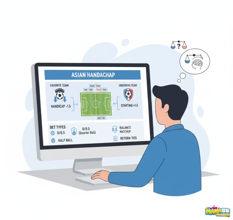Người chơi tìm hiểu về Handicap châu Á, cách chấp bàn thắng để cân bằng cơ hội giữa hai đội
