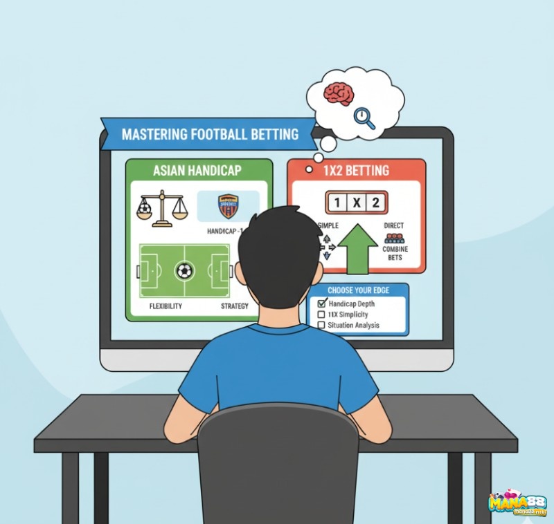 Người chơi hiểu rõ Handicap châu Á và kèo 1X2, áp dụng linh hoạt để làm chủ cuộc chơi cá cược
