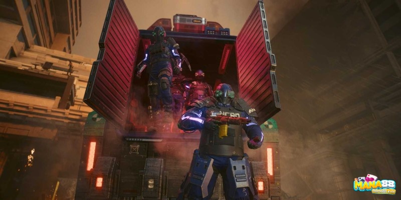 MaxTac trong Cyberpunk 2077 truy đuổi người chơi khi mức truy nã đạt 5 sao