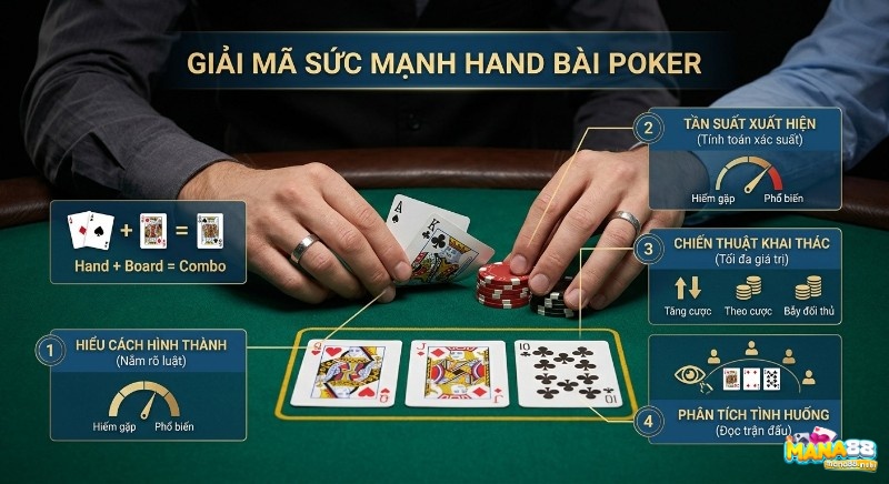 Quy trình 4 bước giải mã các hand mạnh trong poker, từ nắm rõ luật hình thành, tần suất đến chiến thuật khai thác giá trị