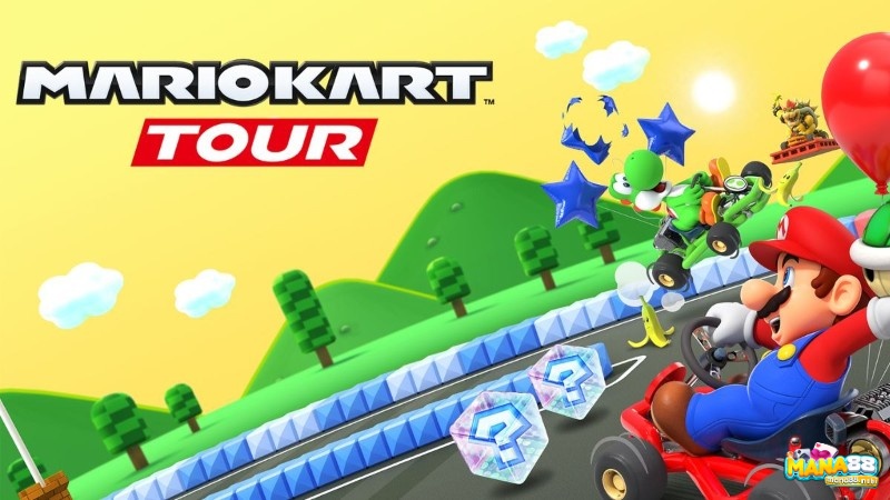 Mario Kart Tour với các nhân vật Mario tham gia đường đua online