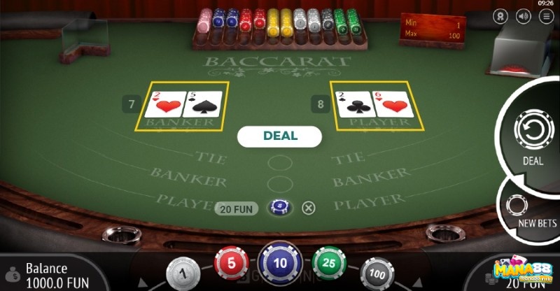 Nhà cái và người chơi được chia 2 lá bài để bắt đầu chơi baccarat